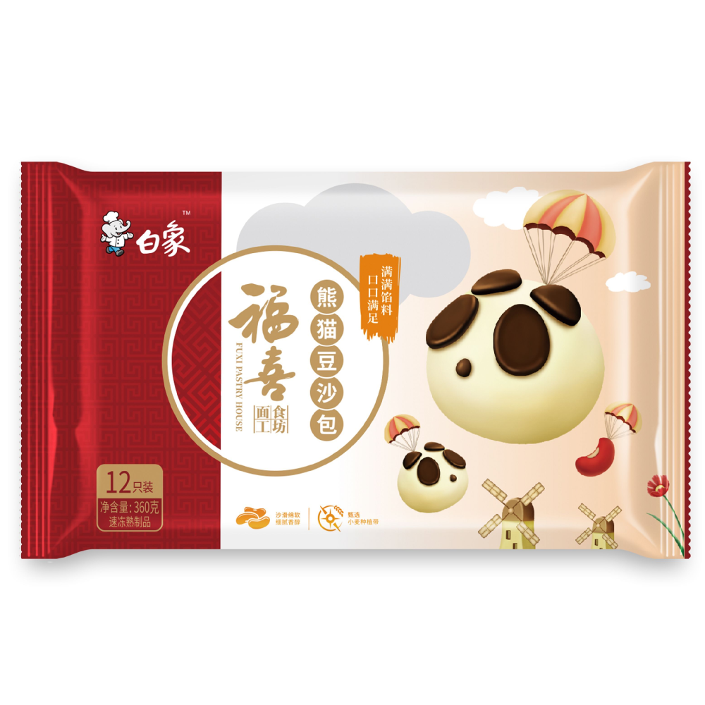 白象福喜熊猫豆沙包